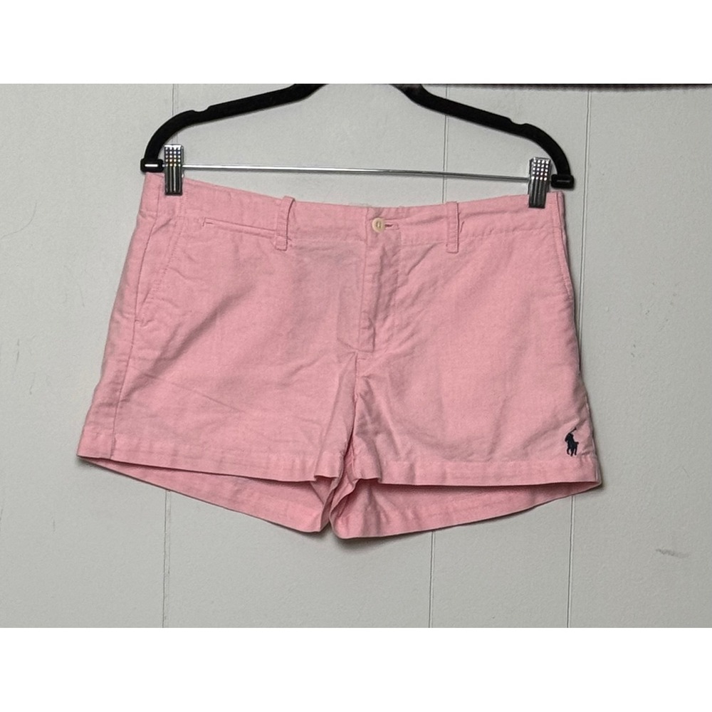 Ralph Lauren Sport Women's Pink Cotton Oxford Shorts Preppy Pony Logo Size 6